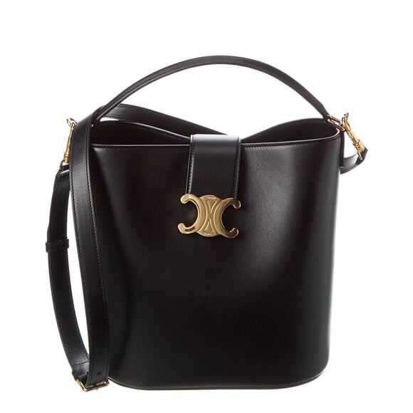 CELINE Handbags - Celine Louise Medium Leather Bucket Bag, Black